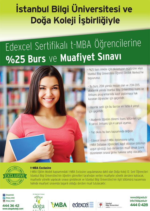 İSTANBUL BİLGİ ÜNİVERSİTESİ’NDEN t-MBA ÖĞRENCİLERİNE %25 BURS ve MUAFİYET SINAVINA GİRİŞ HAKKI